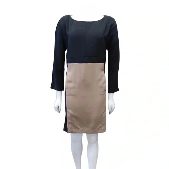 Liviana Conti Black Tan Ling Sleeve Midi Dress Size XL - Picture 1 of 13